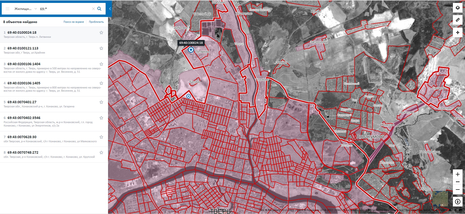 На Публичной кадастровой карте Росреестра размещены сведения о 8 земельныхучастках в Тверской области, пригодных для жилищного строительства