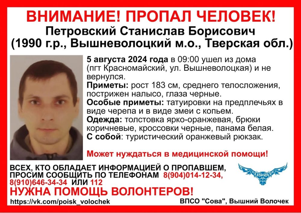 пропал вышний волочек сова