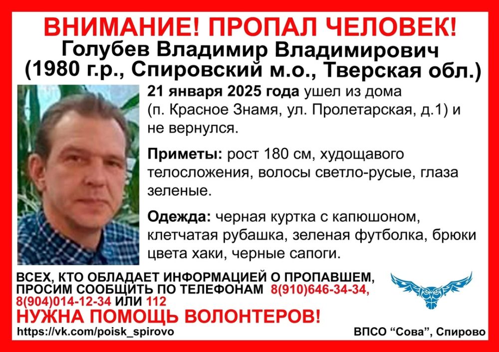 ориентировка голубев владимир
