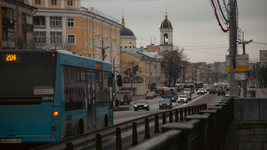 тверь, дорога, мост, движение, транспорт