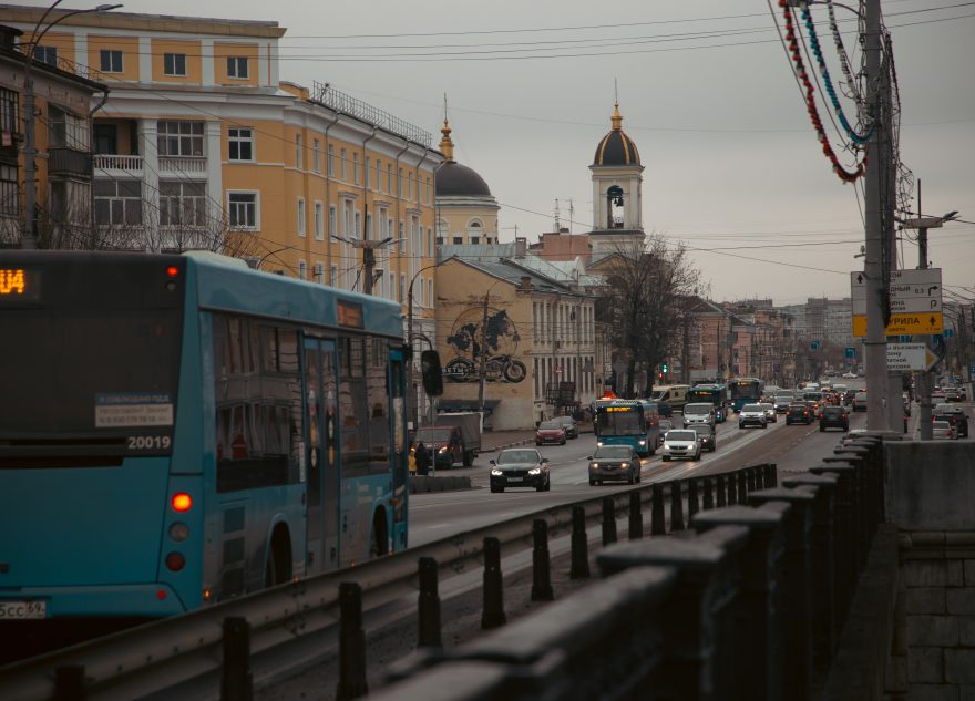 тверь, дорога, мост, движение, транспорт