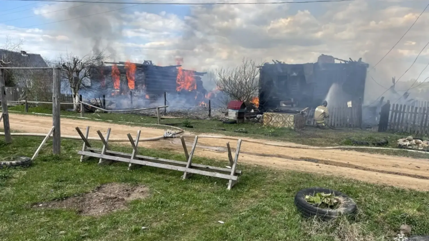 пожар в деревне, старицкий округ